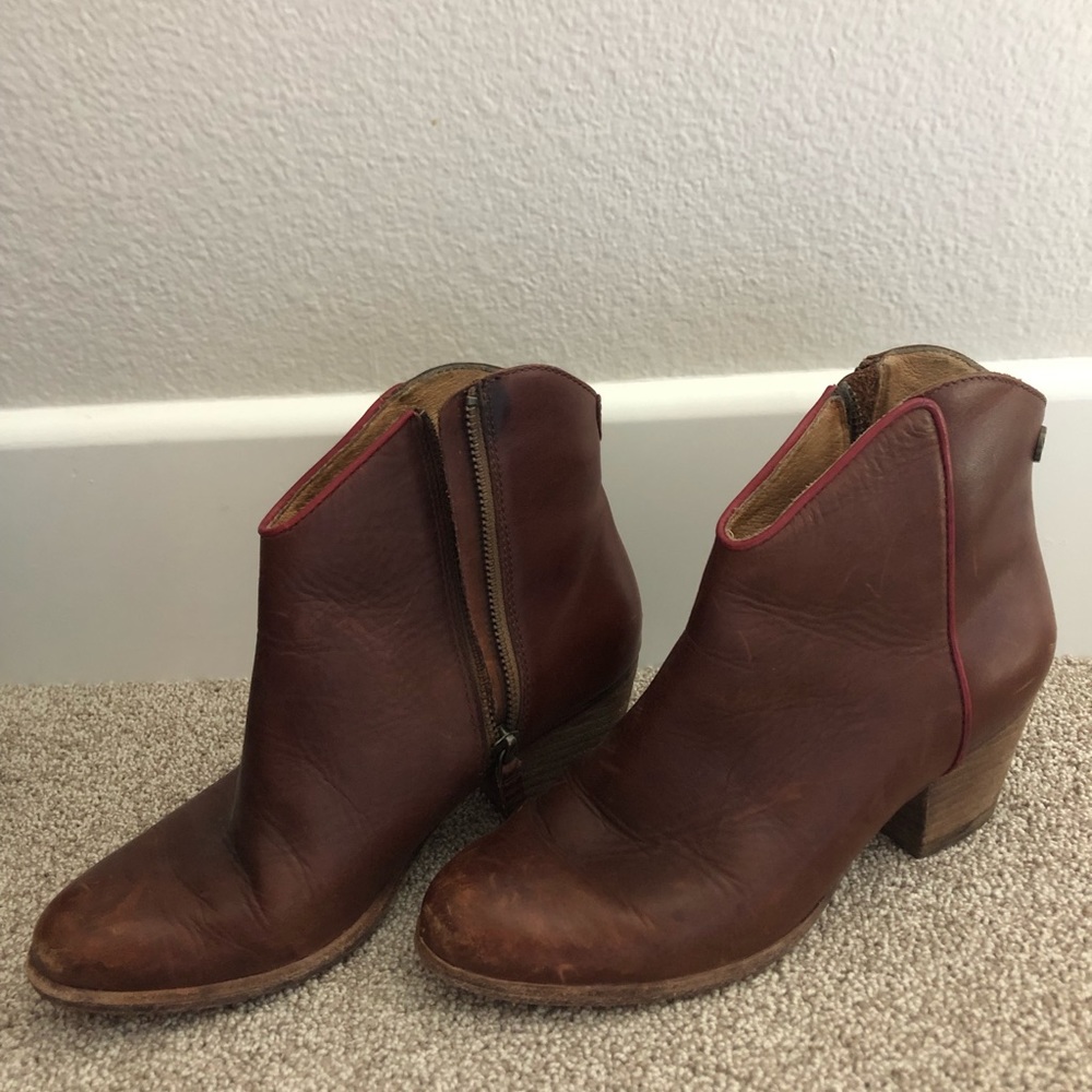 brown and red booties